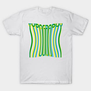 Warped Tall Typography (Blue Yellow Green) T-Shirt